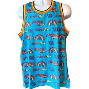 Disney Parks Disneyland 55 Tank Top Large NWT Blue All Over Print